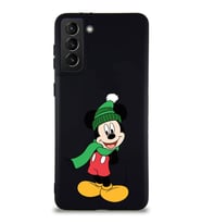 Samsung Galaxy S21 Plus Soft Premier Kapak Mickey Mouse-G Tasarımlı Silikon Kılıf - Siyah (Şeffaf)