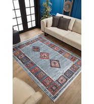 Dijital Kaymaz Yıkanabilir Antrasit Geometrik Salon Halısı Mutfak Halısı Koridor Halısı Yolluk HLN1558