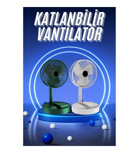 Mey İthalat® 3 Kademe Hız Ayarlı Vantilatör Telefon Standlı Şarjlı Katlanabilir Soğutucu Pervane