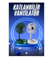 Mey İthalat® 3 Kademe Hız Ayarlı Vantilatör Telefon Standlı Şarjlı Katlanabilir Soğutucu Pervane
