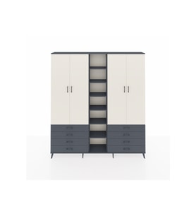 Arges Dolap 10 Raflı 8 Çekmeceli 2 Askılı 220x30x243 Antrasit-Aytaşı/Antrasit