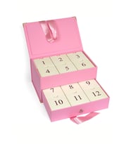 Pembe Renk Advent Calender Kurdeleli Çekmeceli (  Boş Hediye Kutusu )