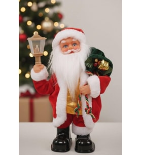 Yılbaşı Süsü Noel Baba Biblo Figür 25cm - Çuvalı ve Aksesuarları ile (Kırmızı)