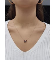 Kelebek Lazer Mineli Minimal Kolye (Karışık)