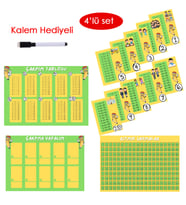 4'lü Çarpım Tablosu Seti - Kalem Hediyeli (Okul Temalı) (Çok Renkli)