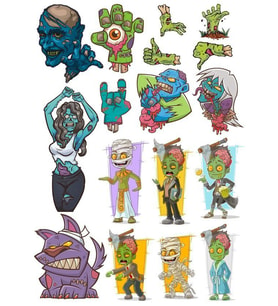 Zombi Sticker Set-3 18 Parça Telefon, Tablet, Defter, Laptop Sticker