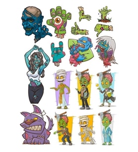 Zombi Sticker Set-3 18 Parça Telefon, Tablet, Defter, Laptop Sticker