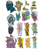 Zombi Sticker Set-3 18 Parça Telefon, Tablet, Defter, Laptop Sticker