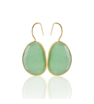 Kadir Jewellery 22 Ayar Altın Kaplama Fosil Taşlı Küpe -El İşçiliği Ve Hipoalerjenik Küpe