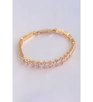 Vip Seri Pirinç Pembe Zirkon Taşlı Gold Renk Baget Model Bileklik TJ-BB6078
