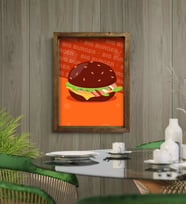 BK Gift Cafe & Bar & Restaurant Konseptli Doğal Masif Ahşap Çerçeveli Tablo-92