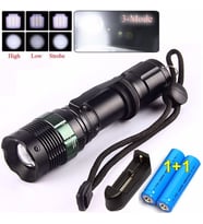 2 BATARYA LI Şarjlı Led El Feneri Led 800 Lumens Kamp Feneri Gece Yürüyüş Feneri Kutulu Paket Km-81