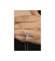 925 Ayar Rose Zirkon Kelebek Gümüş Kolye