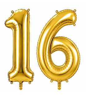 16 Rakam Folyo Balon Altın Rengi (36 cm)