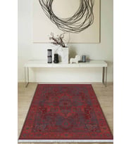 Bordo Yöresel Dokuma Pamuk Tabanlı Kaymaz Kilim KLM353