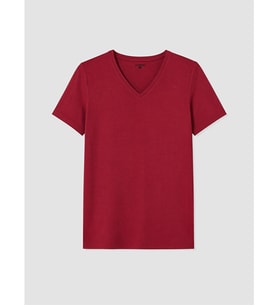 LC WAIKIKI Bordo V Yaka Kadın Tişört