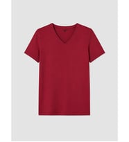 LC WAIKIKI Bordo V Yaka Kadın Tişört
