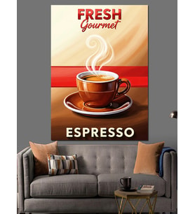 Taze Gurme Espresso Kahvesi Dekoratif Kanvas - Mdf Ahşap Tablo
