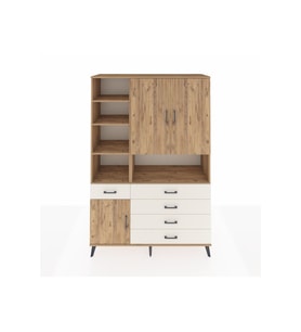 Hyperion Dolap 8 Raflı 5 Çekmeceli 3 Kapaklı 132x44x195 Çam-Çam/Aytaşı