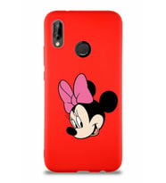 Huawei P20 Lite Soft Premier Kapak Minnie Mouse-B Tasarımlı Silikon Kılıf - Kırmızı (Şeffaf)