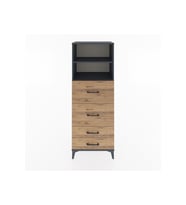 Hyperion Dolap 2 Raflı 4 Çekmeceli 60x44x163 Antrasit-Çam
