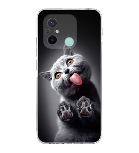 PrintiFy Xiaomi Redmi 12C ile Uyumlu Kedi 2 Kamera Korumalı Şeffaf Kılıf
