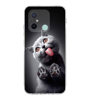 PrintiFy Xiaomi Redmi 12C ile Uyumlu Kedi 2 Kamera Korumalı Şeffaf Kılıf