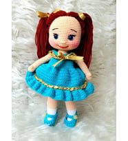 Turkuaz Pamuk Şekerim Bebek Amigurumi Organik Oyuncak