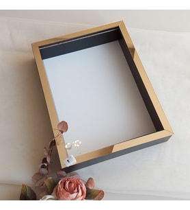 30x40 Cm Siyah-gold Fotoğraf Bölümsüz! İsimsiz Ledli! Gül Saklama Kutusu