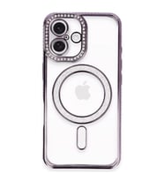 İphone 16 Plus Kılıf Joke Simli Magneticsafe Kılıf - Derin Mor