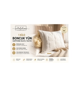 Boncuk Yün Kapitone Yastık 50x70 cm Fermuarlı Kılıf %100 Pamuk