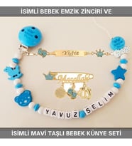 Sahi Aksesuar İsimli Bebek Emzik Zinciri ve İsimli Bebek Künye Seti BEZYI751
