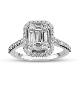 0.72 Ct Baget Pırlanta Yüzük B17 (Çok Renkli)