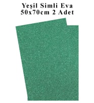 Yeşil Simli Eva 50x70 cm 2 Adet Simli Eva Süngeri Okul Kreş Anasınıfı Elişi Etkinlikleri