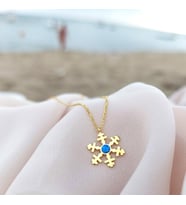 Vaoov 925 Ayar Gümüş Opal Taşlı Gold Kar Tanesi Kolye