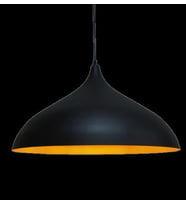 Retro Metal Sarkıt Avize Rustik Tekli Sarkıt Siyah İçi Sarı 43 cm (Burnt Olive)