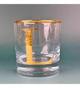 Perlotus L Harfli Gold Altın Yaldızlı Viski Kadeh Bardak Jumbo Serisi (Beyaz)