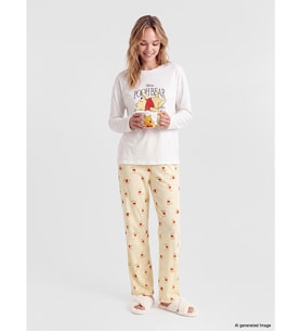 LCW Young Ekru Winnie The Pooh Kadın Pijama Takımı
