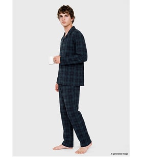 LC WAIKIKI Yeşil Regular Fit Ekose Erkek Pijama Takımı