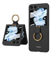 Lexroo Galaxy Z Flip 5 Kılıf Kıpta Yüzüklü Flip Sert Kılıf - Siyah
