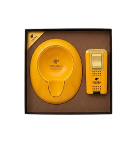 Cohiba Çift Torch Sarı Çakmak Sarı Küllük İkili Puro Seti TR9845