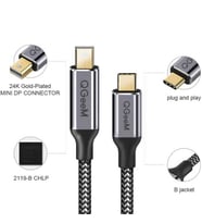 Projektör, Tablet, TV ve Telefon Uyumlu Type-C'den Mini Display Port'a Görüntü Aktarım Kablosu 1.8M (Siyah)