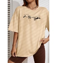Unisex Michelangelo Baskılı T-shirt (Bej)