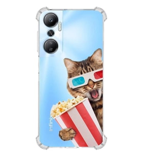 PrintiFy İnfinix Hot 20 Uyumlu Kedi 1 Baskılı Şeffaf Köşe Korumalı Antişok Kılıf