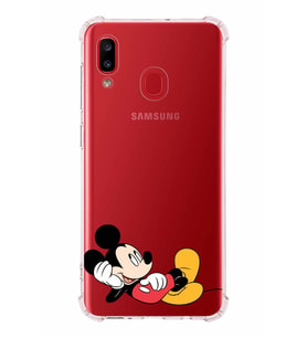 Samsung Galaxy A30 Köşe Korumalı Antişok Kapak Mickey Mouse Tasarımlı Şeffaf Kılıf