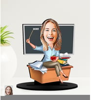 Kişiye Özel Öğretmen  Karikatürlü  Mdf Biblo (Çok Renkli)