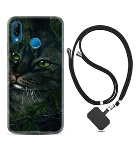Huawei P20 Lite Mate 10 20 Lite Pro P40 Lite KılıfBoyun Askılı Silikon Flowers Cat 1345