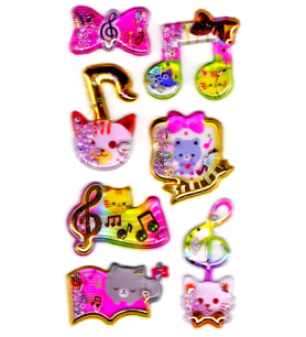 Sticker Kabartmalı Stiker Defter, Planlayıcı Etiket (sulu-907)-14x8 cm - Sulu Nota Kedi