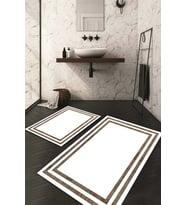 Dijital Baskılı Kaymaz Taban Yıkanabilir 2'li Klozet Takımı Banyo Paspası NDKZ-HT-719 (Kahverengi)