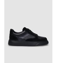 %100 Hakiki Deri Siyah Süet Bağcıklı Erkek Sneaker